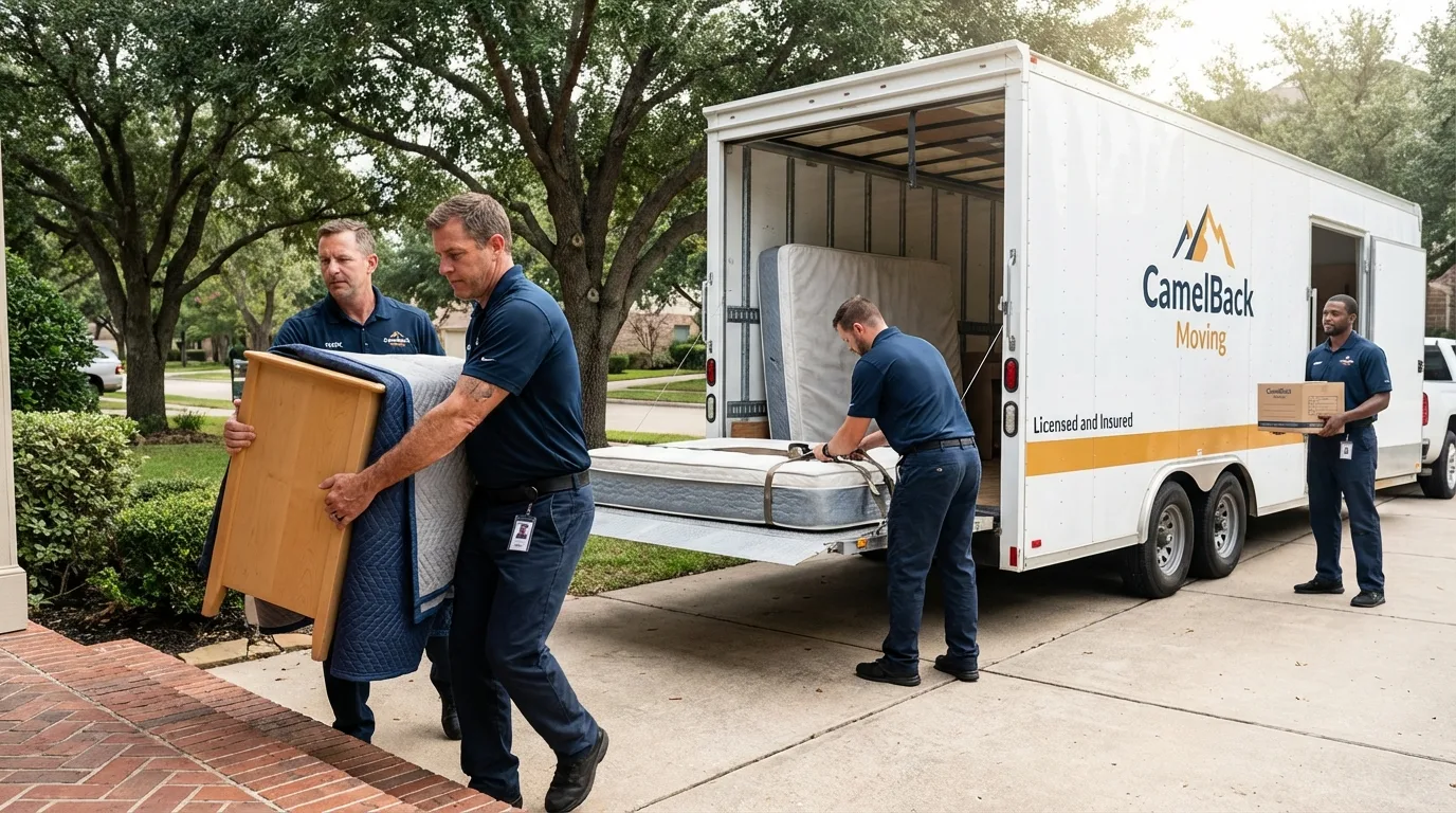 Crew loading residential truck for cross-state move from Prescott Valley, AZ