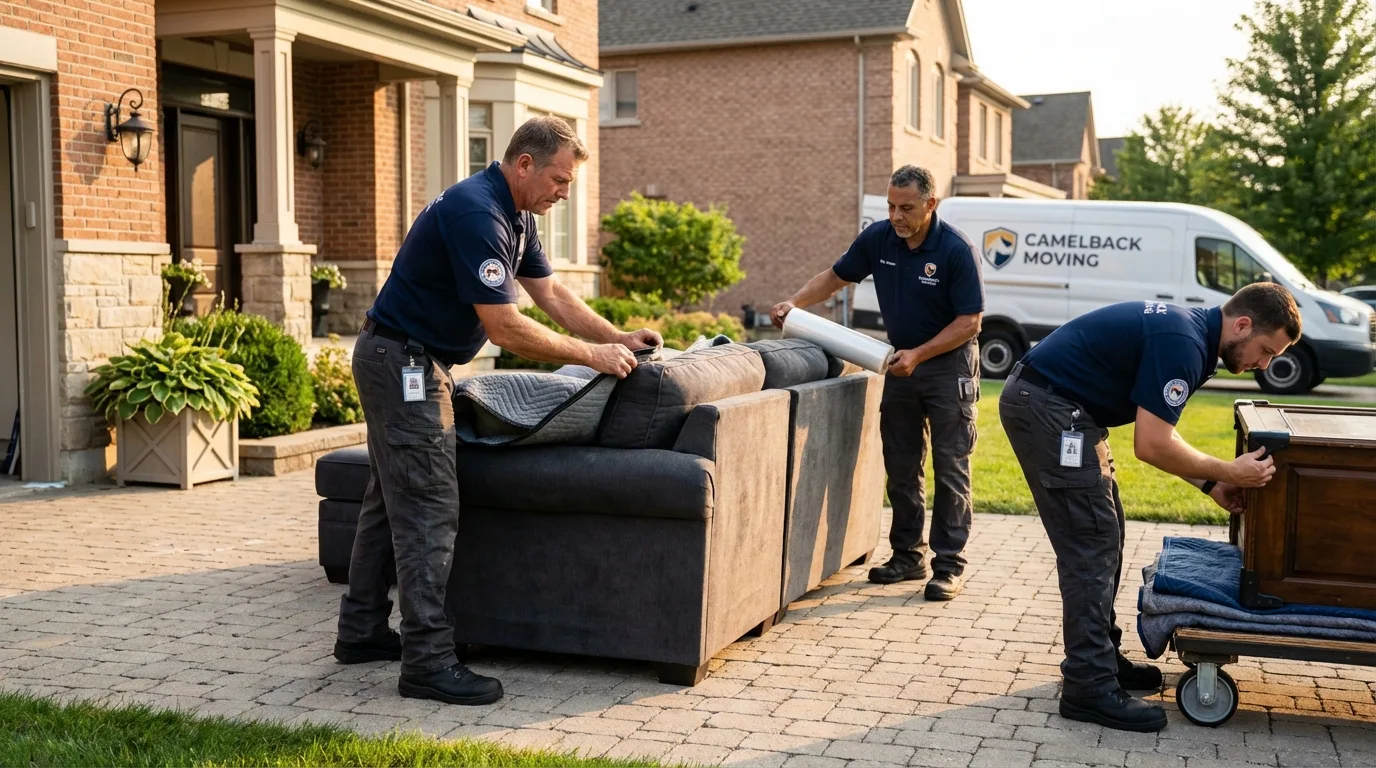 Large estate moving crew wrapping furniture in Prescott Valley, AZ