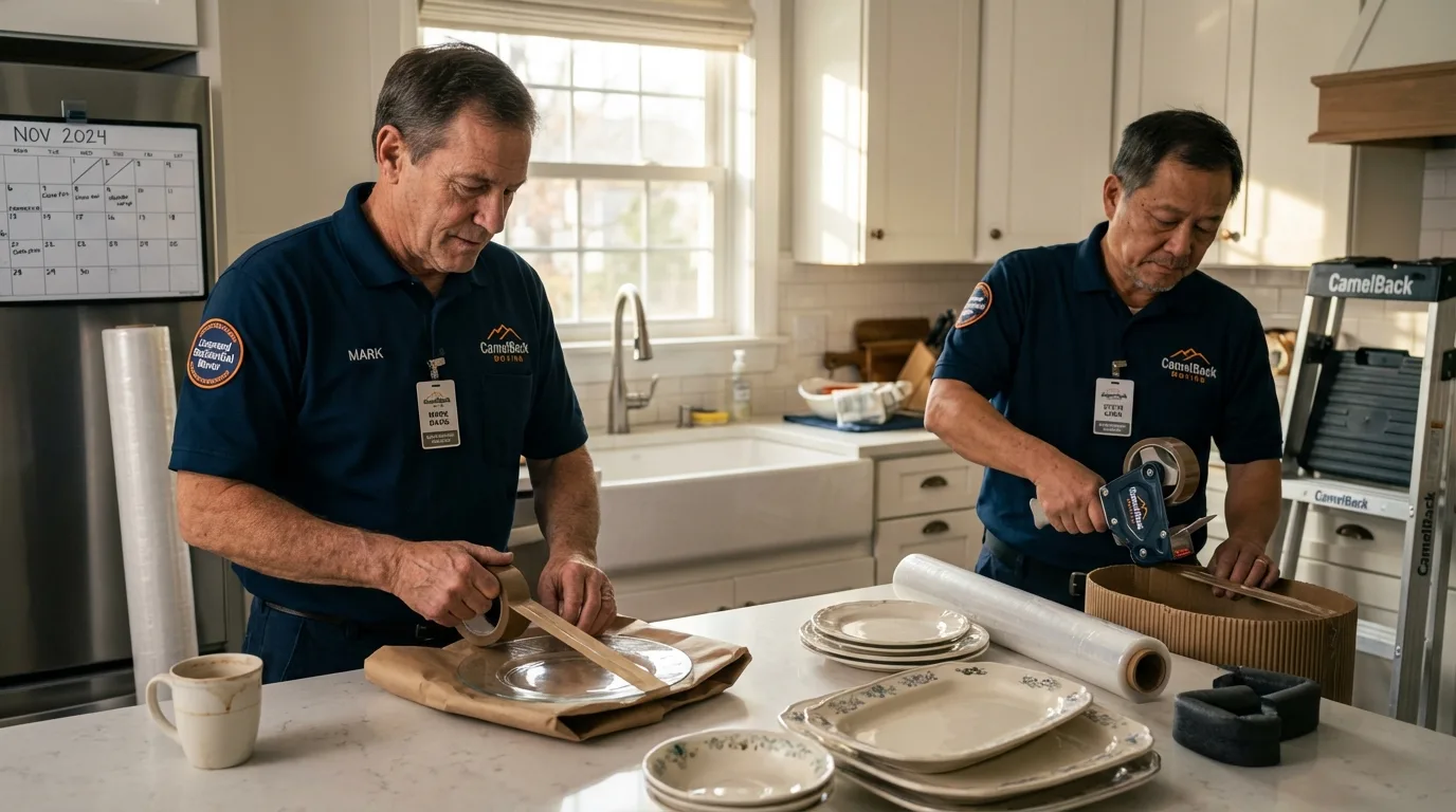 Professional crew packing kitchen dishware in Prescott Valley, AZ